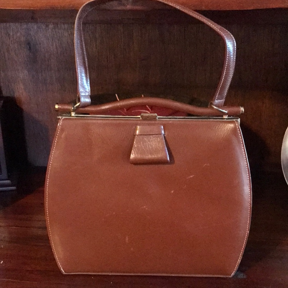 Justin Bag .  Chestnut Brown Leather Satchel with Top Handle